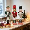Christmas Nutcrackers Decoration in Solid Wood with a Square Base for Entryway, Mantel, Shelf, or Desk Display