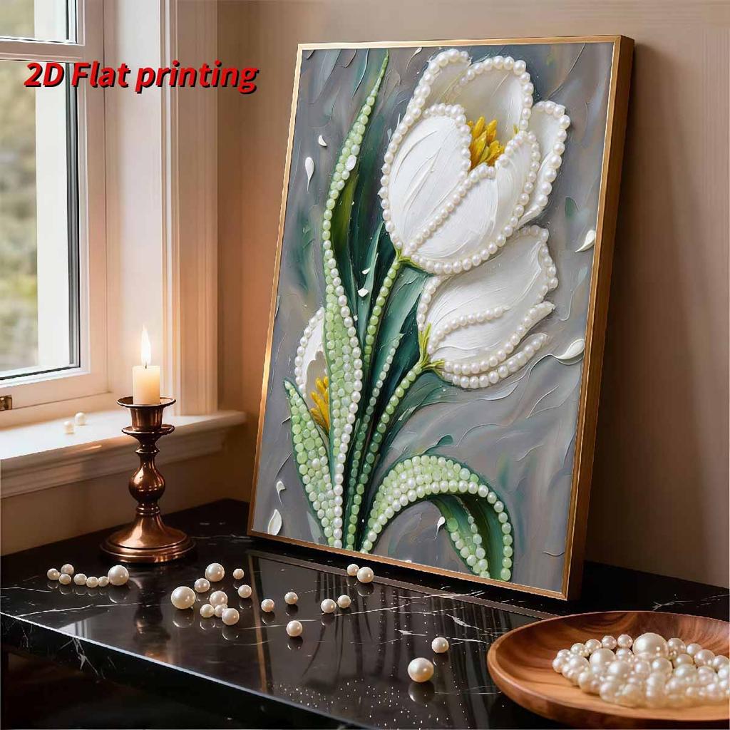 DIY Pearl Painting Set Lily Pattern Home Decoration Handmade Sticky Diamond Creative Canvas Pearl Art Painting Crafts Perfect Gift