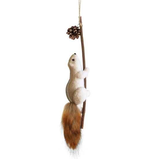 Foam Squirrel Ornament 3D Artificial Squirrel Figurine with Pine Cones Berries Cute