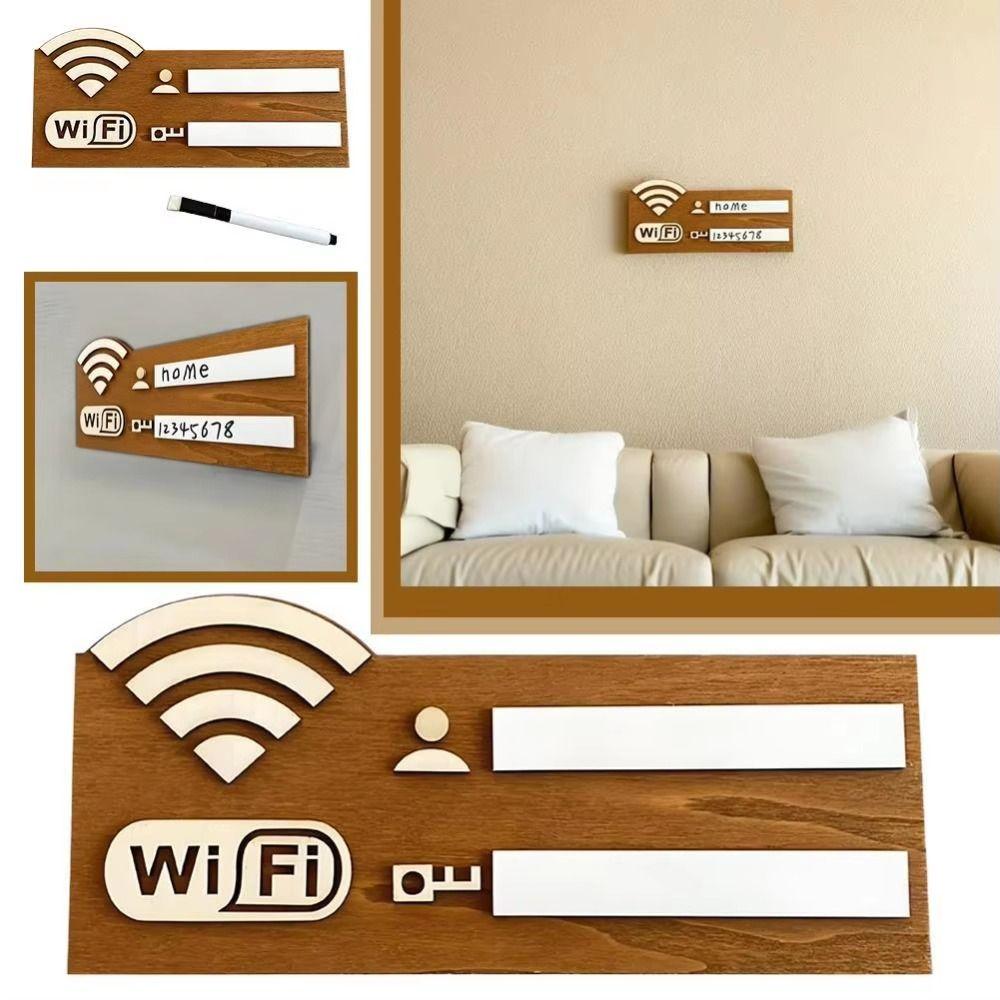 Wooden WiFi Password Sign Wall Mounted Handwriting WiFi Wall Stickers Multi-Purpose Use Rewritable