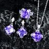 Factory Bestseller Retro Aquamarine Topaz Pendant Set Eco-Friendly Copper Color-Enhanced Zirconia Ring EarringsStylishJewelrySet