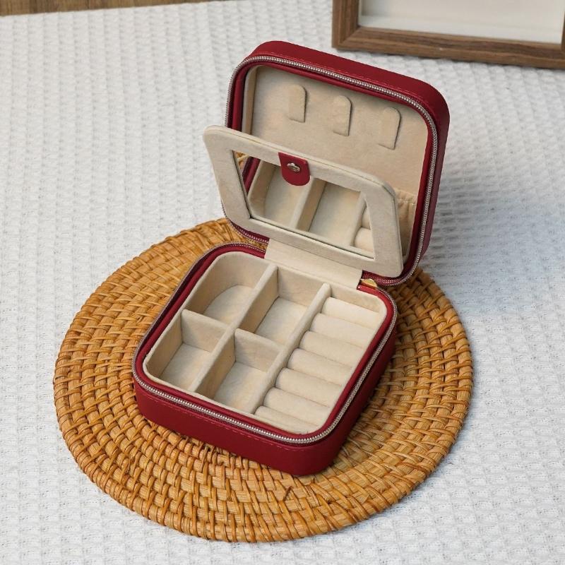 Portable PU Jewelry Organiser Box With Soft Lining And Multi Layer Compartments For Travel Accessory Storage Container