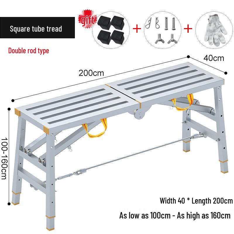 Folding Telescopic Thickened Stool with Leveling Function for Engineering or Scaffolding Use