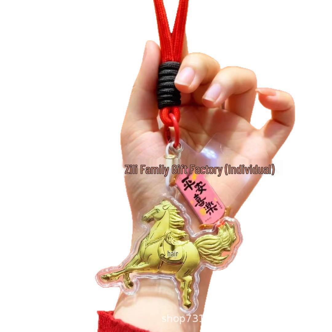 Shui Bei Gold 999 Little Horse with Red String Pendant for Peace and Joy Peace Pendant