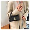 Chic Solid Color Faux Leather Shoulder Bag, Women's Semi Circle Handbag with Snap Lock, Trendy Commute Crossbody Purse CLE