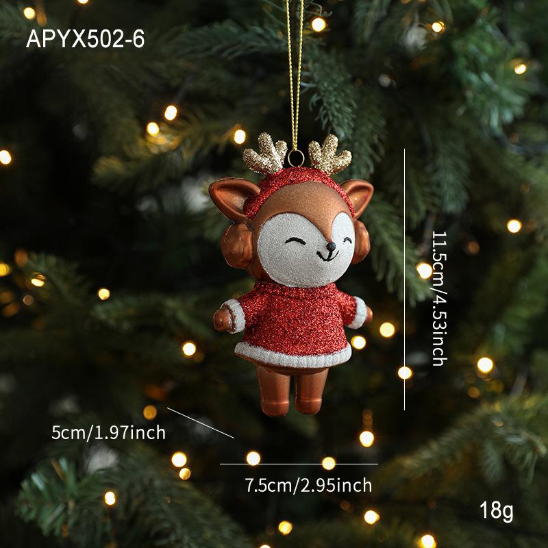 NeGold Red Gold Sticky Powder Plastic Pendant Matte Pink Cartoon Pendant Christmas Tree Window Hanging Decoration