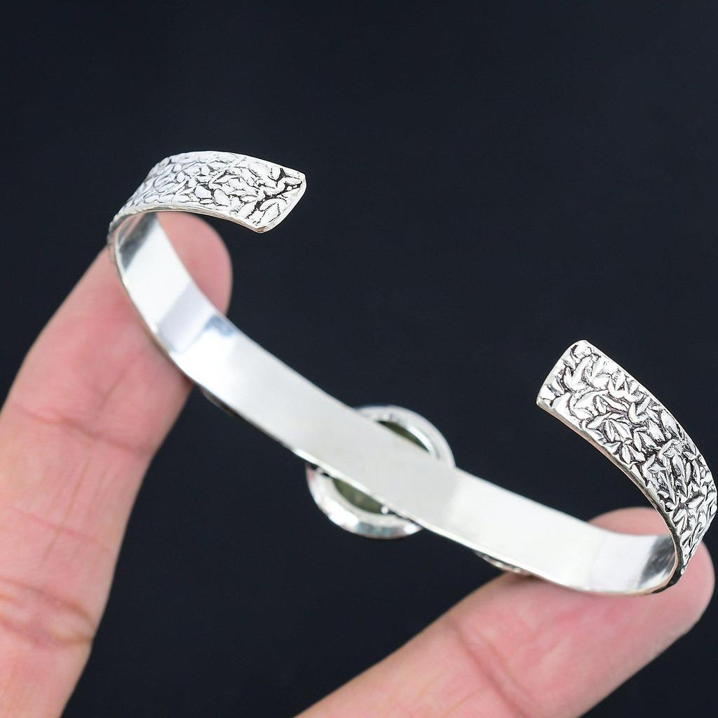 Daughters Day Sale Moss Moss Prehnite Stone 925 Sterling Silver Wedding Bangle