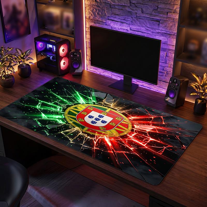 Portugal Football Crest Mouse Pad, Extended Non Slip Rubber Desk Mat for Gaming Office Laptop Fan Gift