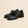 Fashion Fashion Square Toe Rivet Cross Strap Mary Janes Women Pumps Spring Autumn Leather 4.5cm Thick Heeled Punk Loafers Girls Shoes