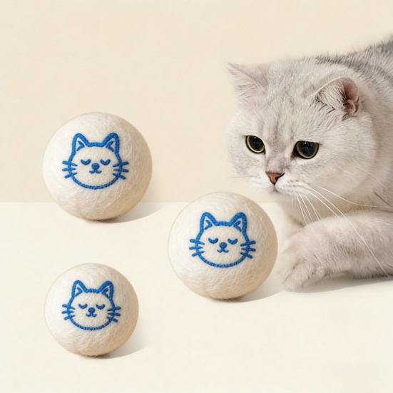 Wool Ball Cat Toy Soft Felt Cat Ball Interactive Enrichment Toy Quiet