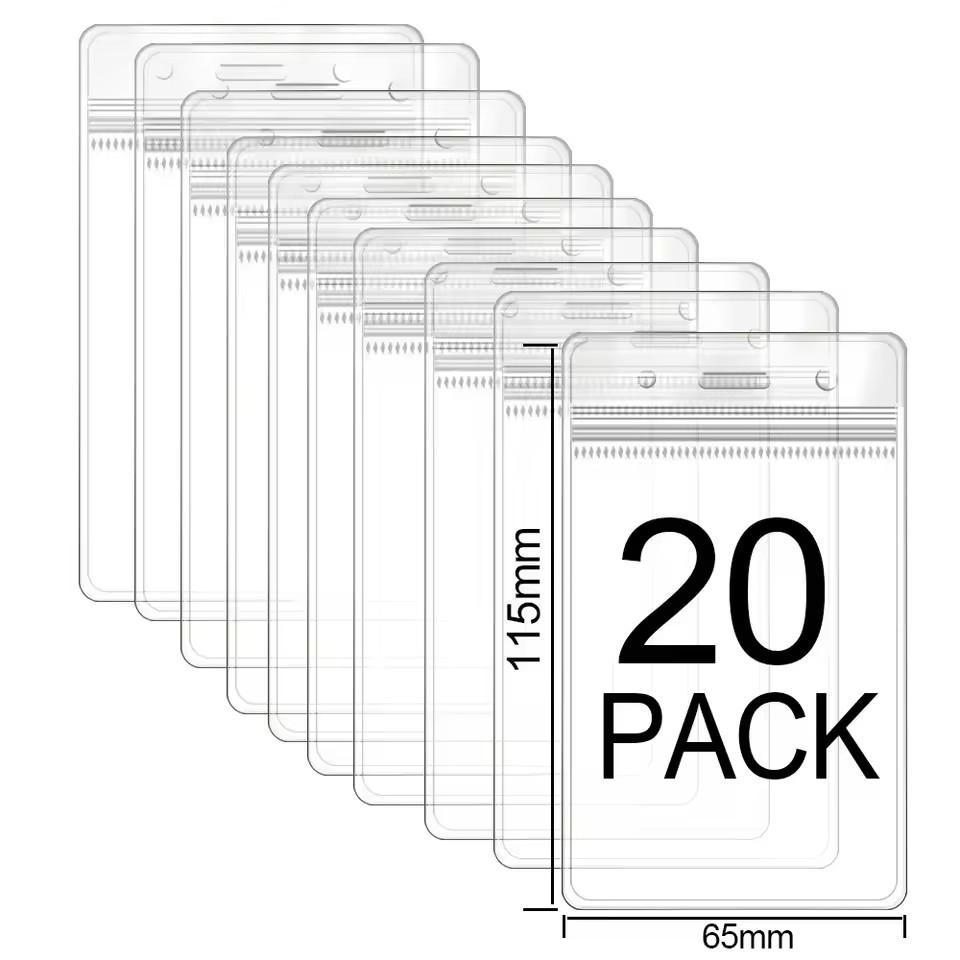 1/50Pcs Waterproof Transparent Card Holder Name Tag ID Badge Holder Protectors Vertical Sleeve Pouch Office School Supplies