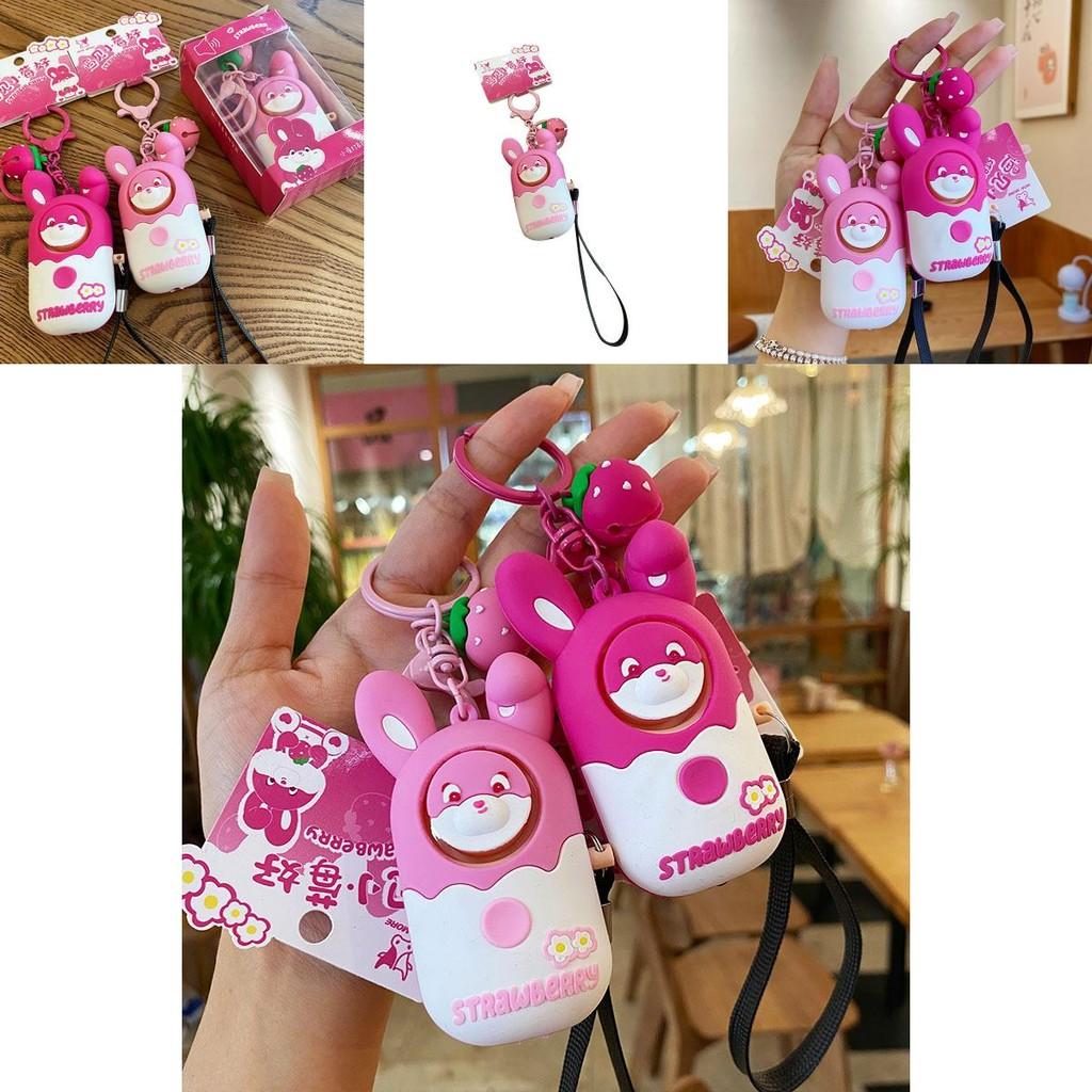 Adorable Strawberry Rabbit Night Light Alarm Keychain For Girls Unique Gift Accessory