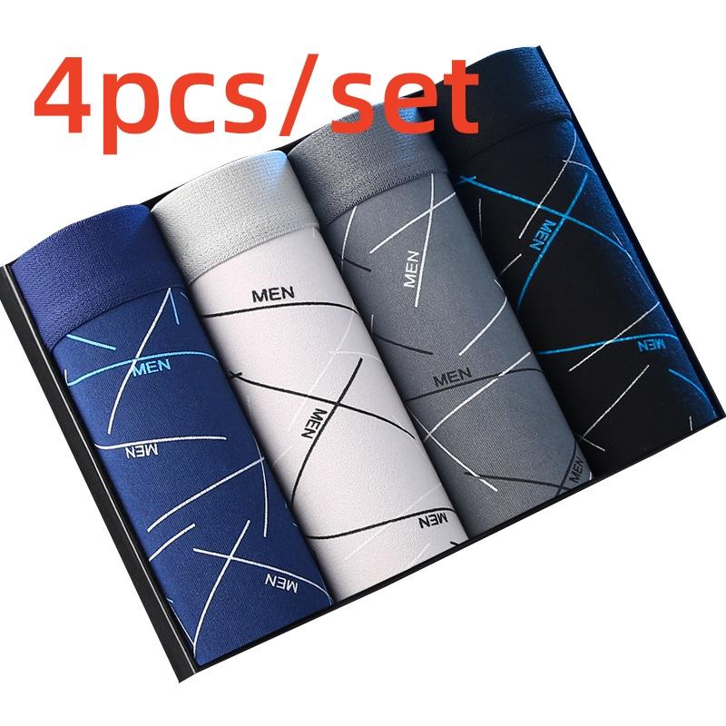 4/1PCS Men's Boxer Shorts Cotton Underwear Plus Size Underpants Breathable Sexy Panties Mesh Lingerie