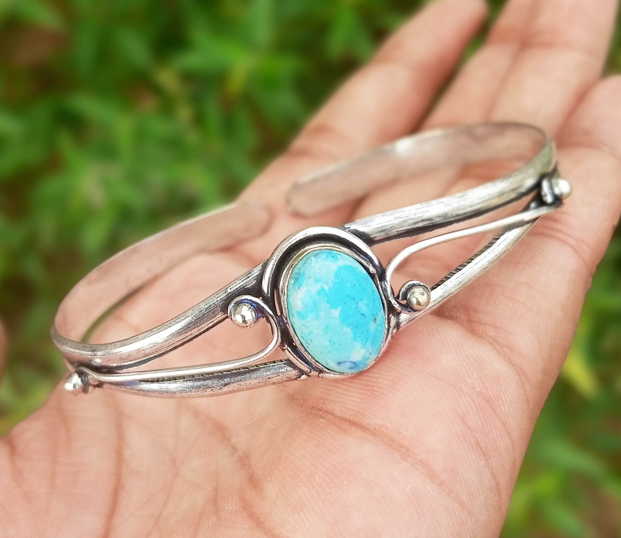 

Larimar Gemstone Браслет-манжета из стерлингового серебра 925 пробы / браслет HCWB-B34