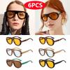 6pcs Fashion Oval Sun Glasses Women Large Frame Retro Sunglasses Sets UV Resistant Female Minimalist Style Glasses Unisex