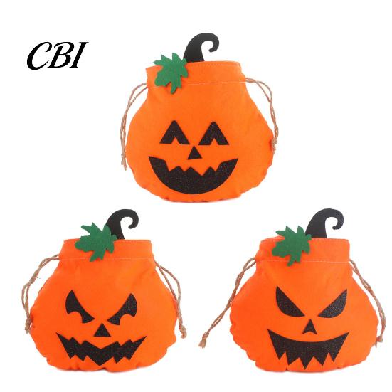 Reusable Halloween Bag Drawstring Pumpkin for Kids, Trick or Treat Candy Bag, Festive Decoration Non Woven Fabric Goodie Party Favors Gift