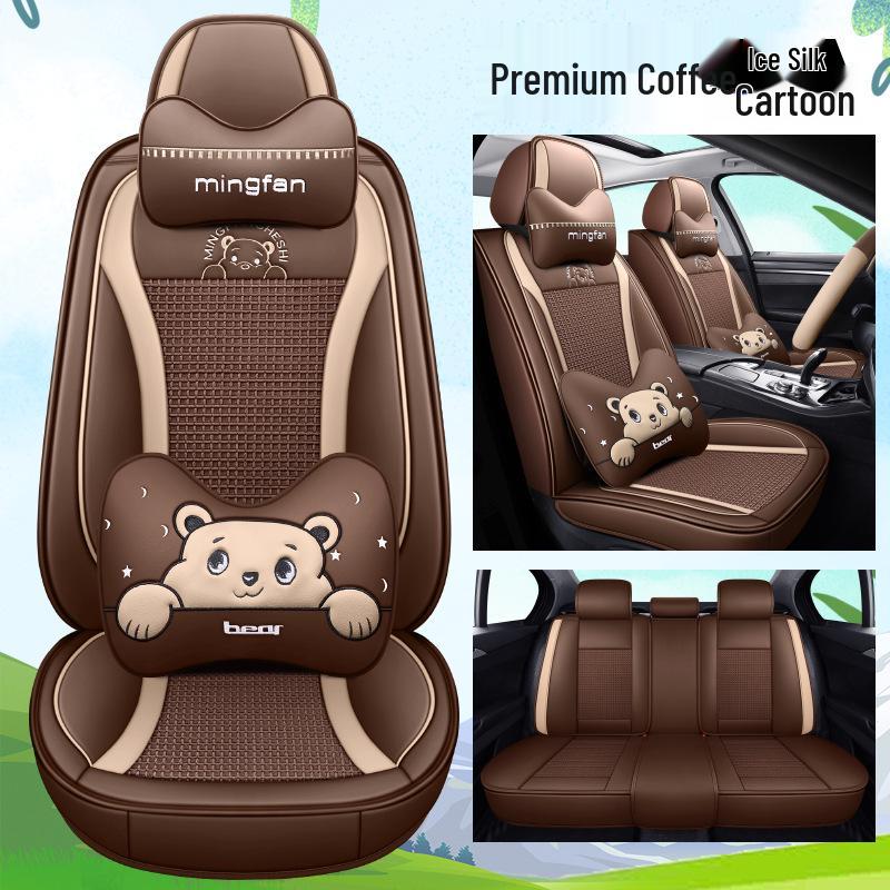 Seventh Gen Elantra Universal Naughty Bear Car Seat Cushion - Leather/Ice Silk, All-Season