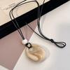 Vintage Colorful Dyeing Resin Necklaces for Women Fashion Simple Oval Pendant Sweater Chain Necklaces Winter Jewelry