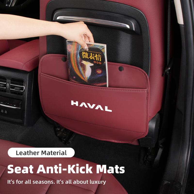 Car Seat Anti-Kick Pad Leather Back Protector Cover For Haval H6 Dargo H9 M6 H6S F7 F7X Jolion X DOG XY H2 H3 H5 H7 H8 M4 F7H