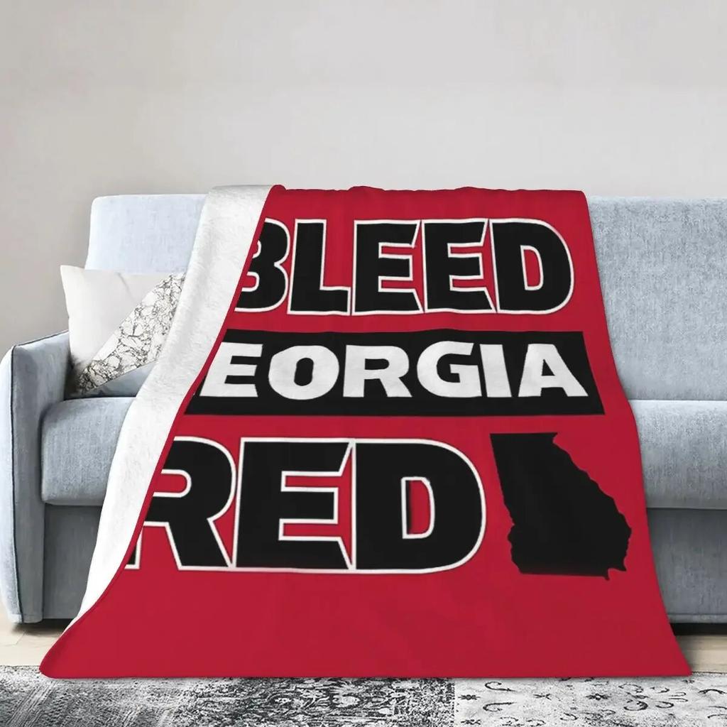 I Bleed Red Georgia UG Bulldog Pride Blankets Soft Warm Flannel Throw Blanket Plush for Bed Living Room Picnic Travel Home Sofa