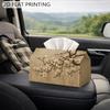 2D Flat 1pc Tissue Box, Sepia Tone Magnolia Blossom Pattern, Elegant Floral Tissue Holder for Home, Office, Living Room, Bedroom, Bathroom, Suitable F