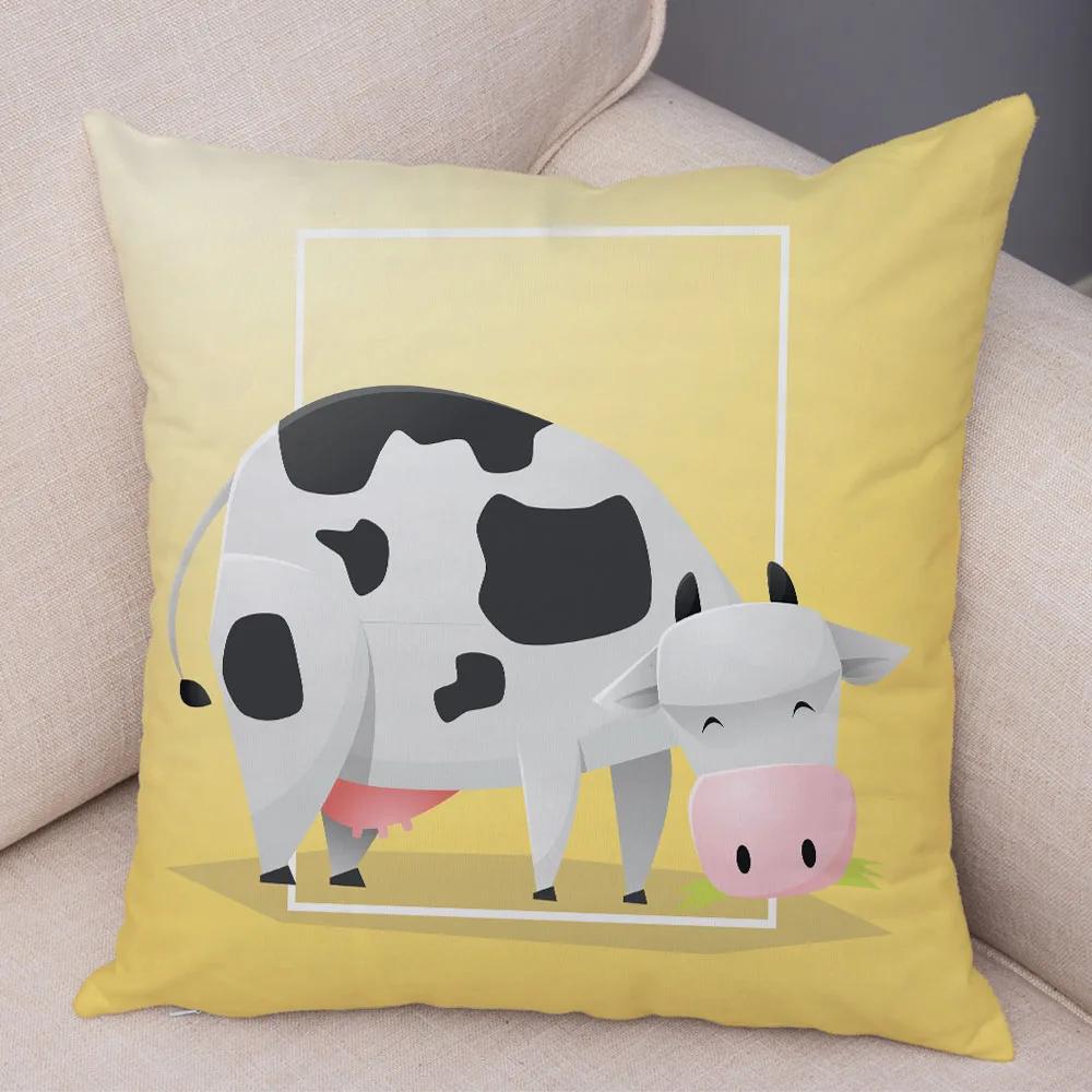 Cute Cartoon Animal Decoration Pillowcase Pig Bear Cow Shark  Sofa Room Cushion Cover Kindergarten Home