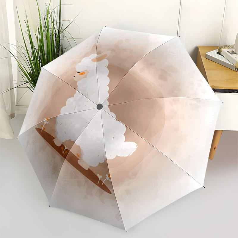 1pc Alpaca Automatic Folding Umbrella - 8-Rib Automatic Open/Close, Large Canopy Birthday Festival Gift Yy251217113