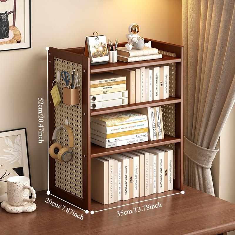 Бамбуковая полка: Плетеная книжная полка и подставка для чашки, Компактное хранение для стола, книг, декора. Прочный и стильный.