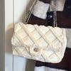Soft Plush Faux Fur Chain Shoulder Bag With Quilted Design Women Daily Use Small Crossbody
