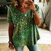 Women Boho Paisley Print Blouse V‑Neck Short Sleeve Ethnic Retro Loose Plus Size Casual Summer Tunic Top