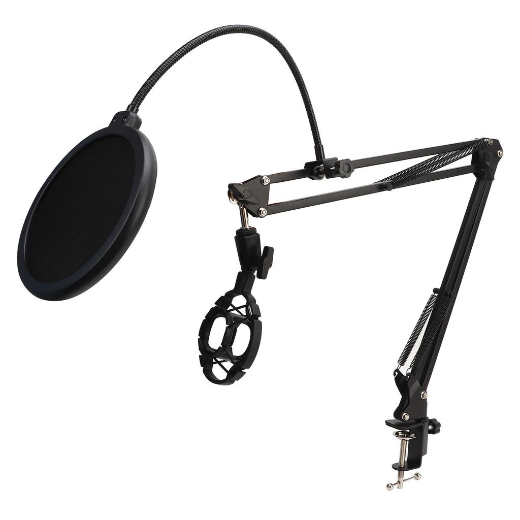 NB35 Microphone Stand Adjustable Mic Suspension Arm Stand with 3 8in To 5 8in Screw Adapter Clip Shock Mount
