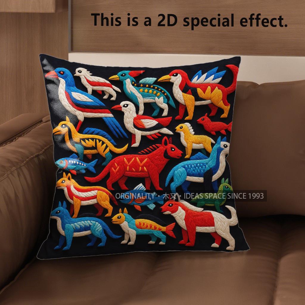 

2D Bohemian Tribal Animal Print Throw Pillow Covers Pattern Cushion Cover Suitable For Sofa Bedroom Car Pillow Cover 40x40cm
