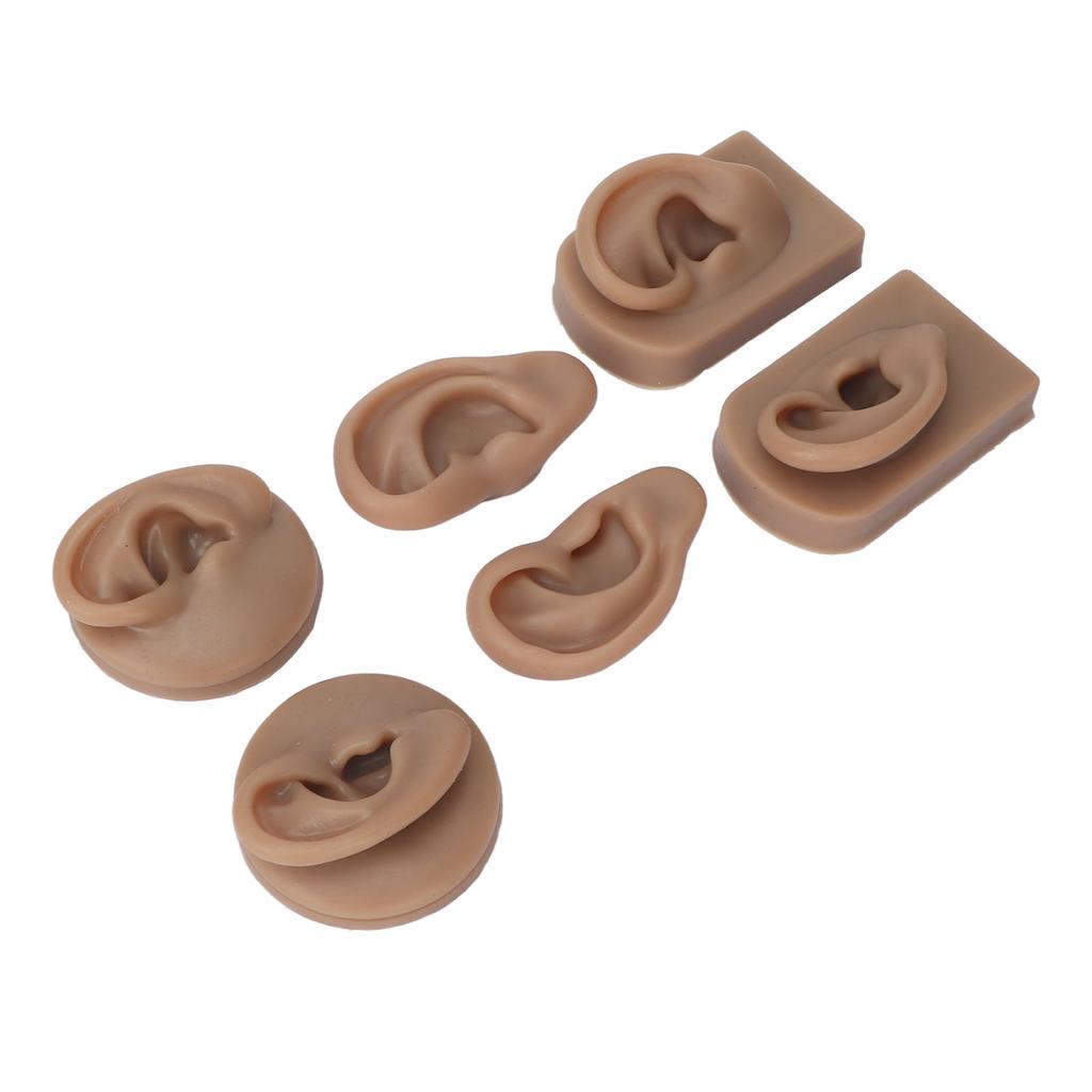 3 Pairs Silicone Ear Model Soft Flexible Simulation Human Ear Model for Piercing Practice Jewelry