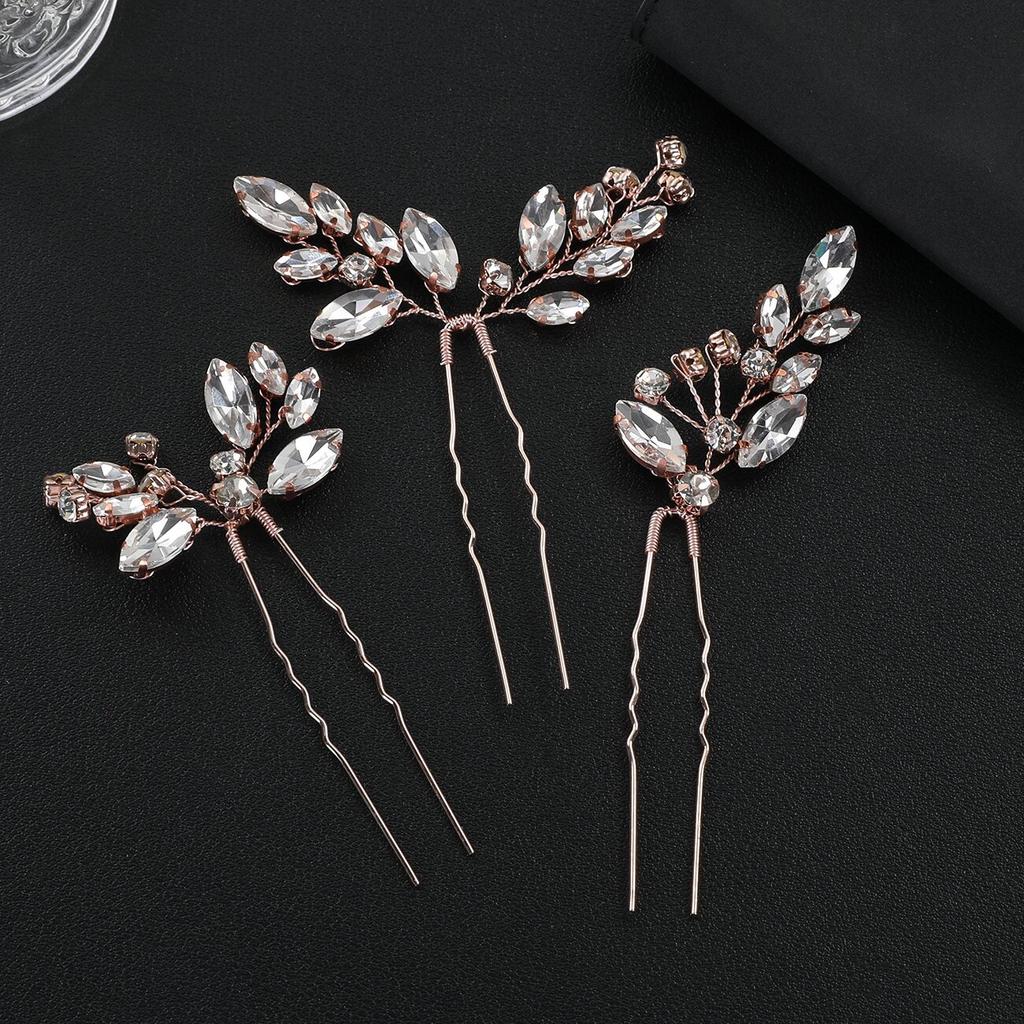 3Pcs Bridal U-shaped Pin Metal Barrette Clip Hairpins Rhinestone Wedding Hairstyle Design Tools Women Wedding Hair Accessories