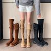 Retro Two-wear Folded Thick-soled Western Boots Autumn and Winter New Suede Boots Thick Heel Knee Boots Knight Boots