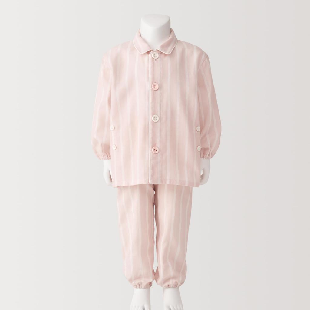 MUJI Baby Double Gauze Changeable Pajamas with No Seams on the Sides, Unisex Baby FEB07A5S Light Pink Stripe, Baby 80-90