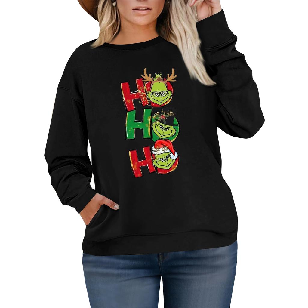 Women's Fashionable Casual Plus-Size Long Sleeve Pullover Printed Sweatshirt
