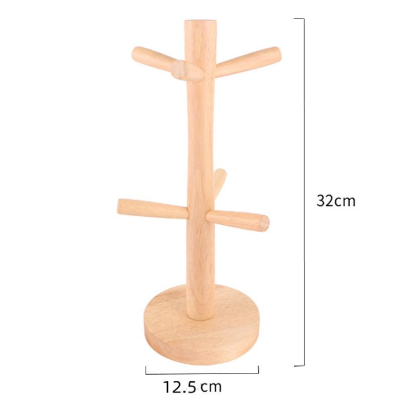 1Pc Mug Hanging Display Rack Drinkware Shelf With 6 Hooks Tree Shape Wood Coffee Tea Cup Storage Holder Stand Tumbler Holders