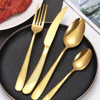 4 pezzi in acciaio inox da tavola coltello e forchetta da bistecca a forma di stella forchetta da dessert cucchiaio famiglia abiti