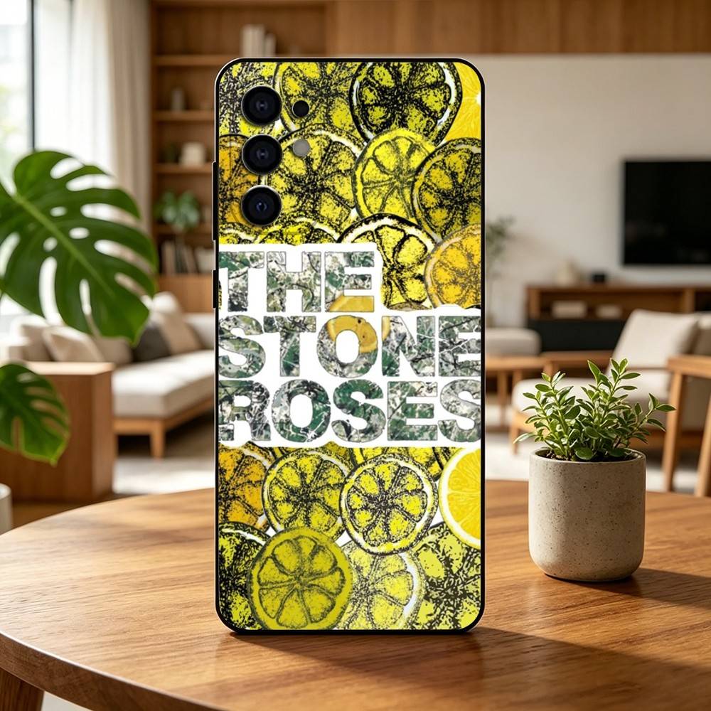 Custodia per Telefono S-Stone Z-Roses Band Singer per Samsung S25,S24,S21,S22,S23,S30,Ultra,S20,Plus,Fe,Cover Nera in Morbido Silicone
