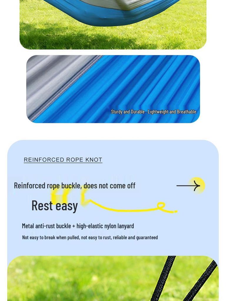 Outdoor Anti-Rollover Hanging Chair Hammock - Single/Double, Color-block Nylon, Parachute Cloth, Lightweight Swing.