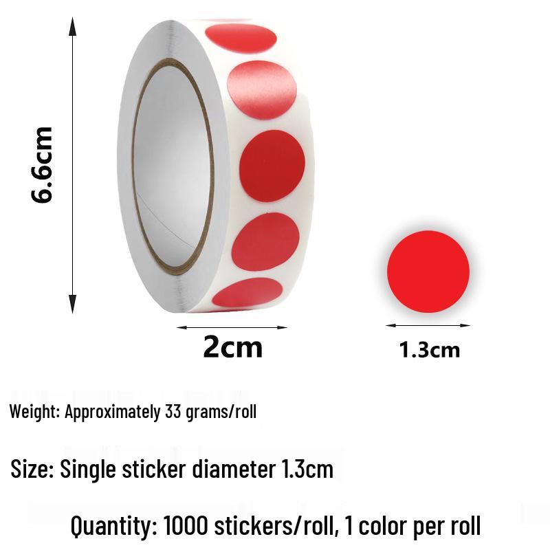 Colored Round Dot Labels, 13mm/19mm, Self-Adhesive Stickers for Coding and Classification