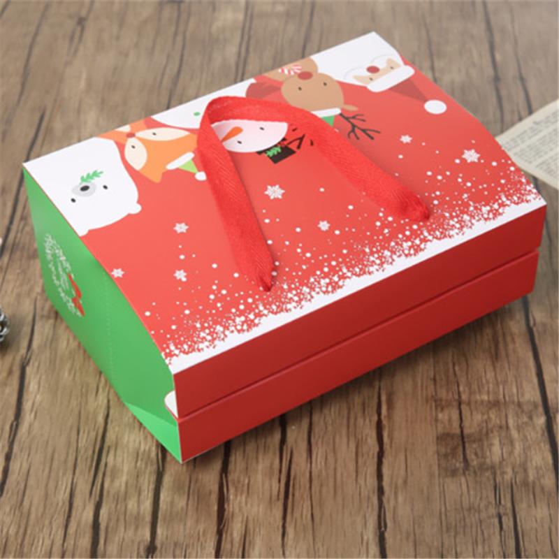 Christmas Gift Christmas Eve Apple Packaging Paper Box Cartoon Style Holiday Handheld Gift Box Mall Window Decor Christmas Box