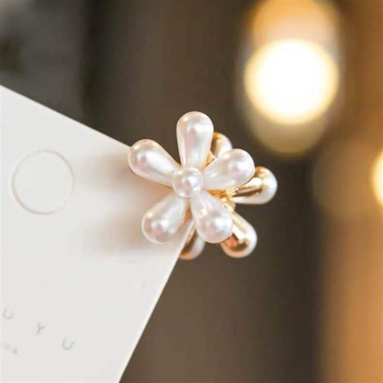 French Girl Mini Pearl Flower Hairpin, Korean Chic Gentle Retro Bangs Hairpin Hair Accessories
