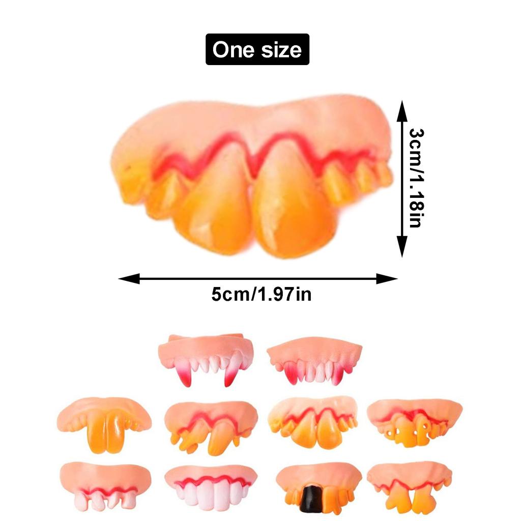 10Pcs Halloween Dentures Funny False Teeth Halloween Cosplay Vampires Toys Tricky Dentures Pet Decorating Supplies