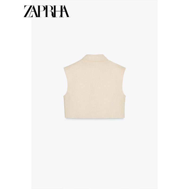 Zaprha 2025 Summer New Linen Blend Short Vest 2406998