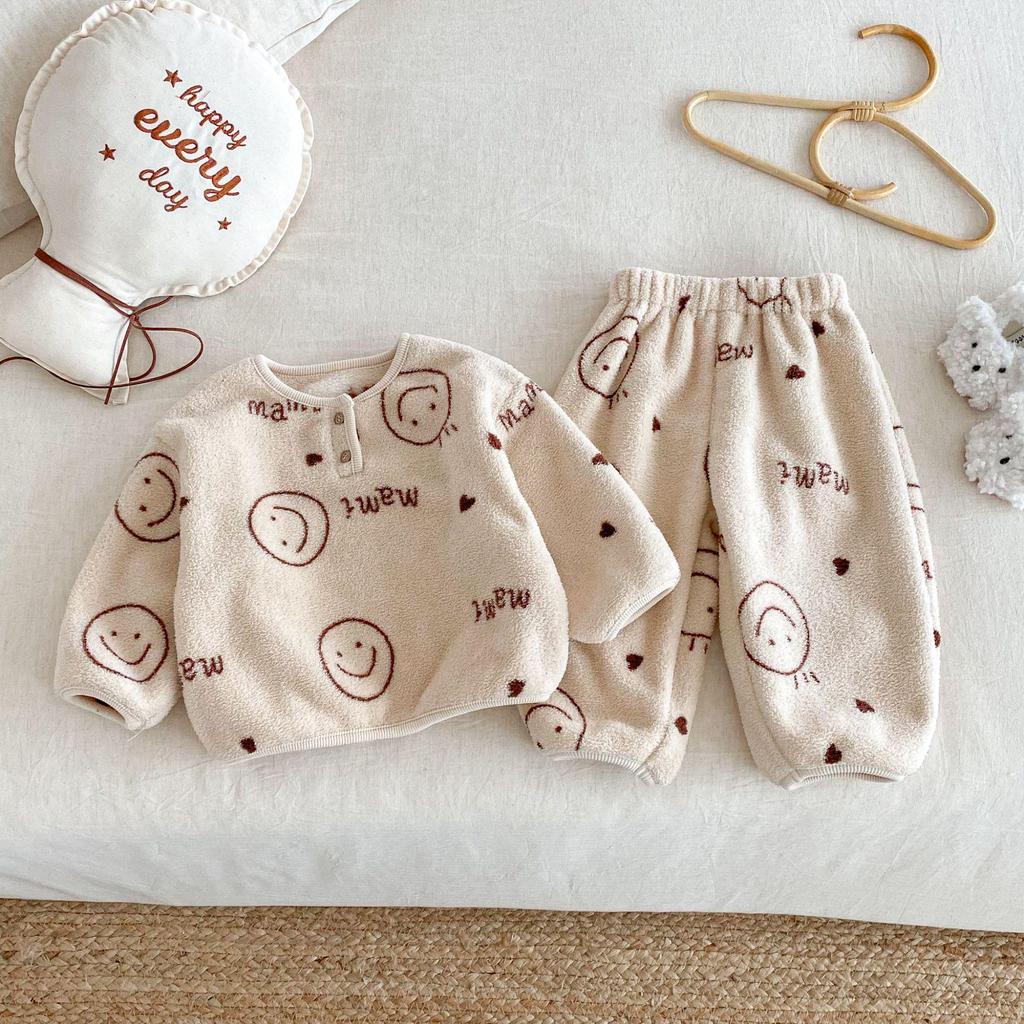 2025 Winter Children's Korean-Style Cartoon Pajama Set for Boys & Girls - Two-Piece