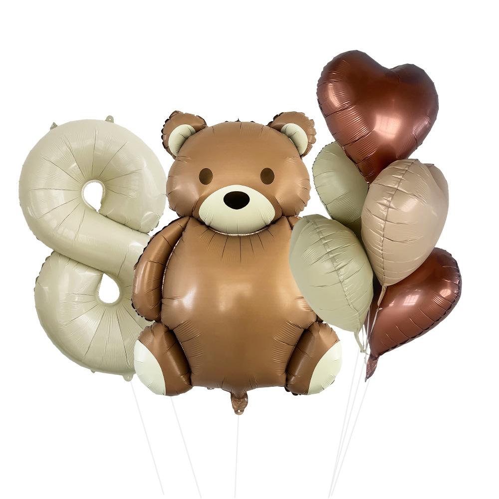 Matte Bear Aluminum Film Balloon Set Love Digital Children'S Birthday Party Decoration Decoration Bear Birthday Party