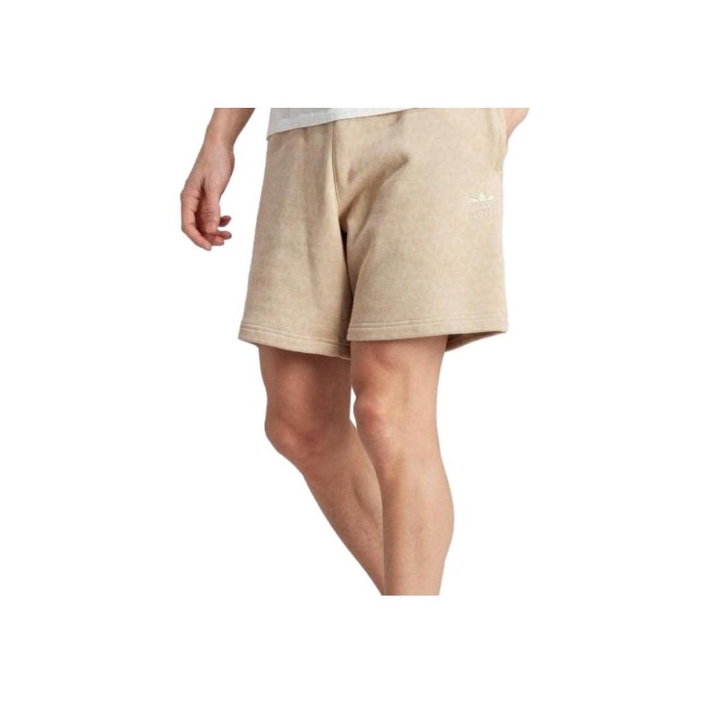 Adidas Originals Logo All-Over Print Knit Elastic Waist Straight-Leg Casual Shorts Men Bottoms Beige IJ7460