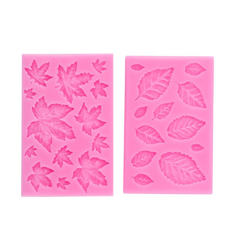 2 stk/sett 3D bladform Kake silikonform for kake Cupcake Såpe Voks Lys Sjokoladeform